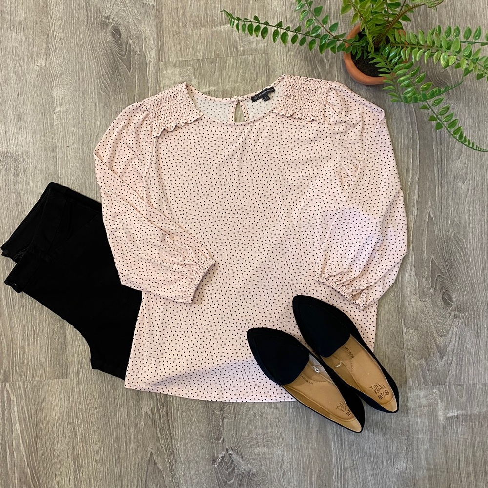 Adrianna Pappell pink 3/4 sleeve blouse l